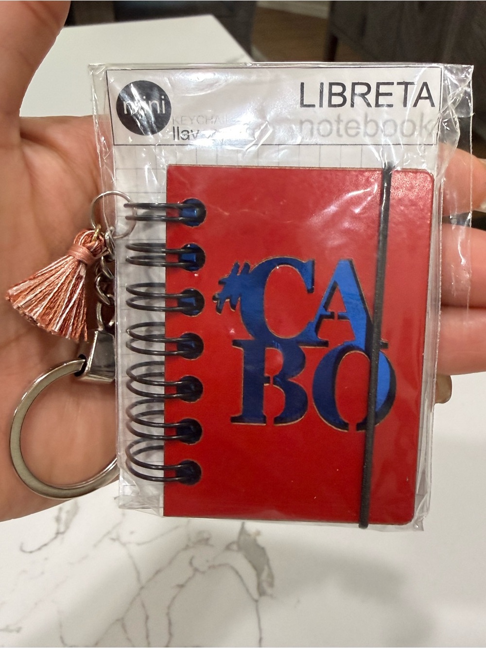 Curated Cabo San Lucas Mini Notebook Keychain | Red & Blue Travel Souvenir